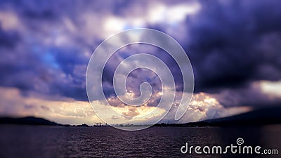 Sillhouette seascape cloudy dark sky Stock Photo