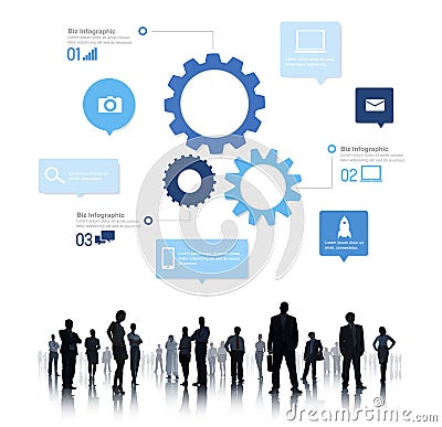 Sillouette of Global Business People Infographic Stock Photo