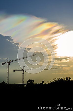 Sillouette tower crane Stock Photo