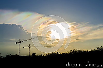 Sillouette tower crane Stock Photo