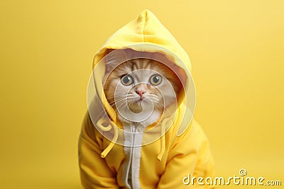 Silly Cat Dressed As A Banana, Bringing Humor To The Photo Shoot Stock Photo