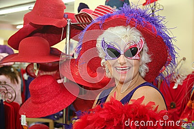 Silly senior woman Stock Photo