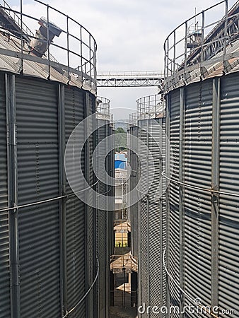 Silo industri steel industrial theme Stock Photo