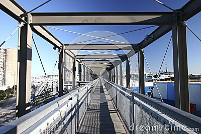 Architectural narrow passageway of infinity on rooftop, Silo Park, Auckland, New Zealand Stock Photo