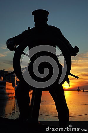 Silohuete of the Sailor's Memorial, Navy Pier, Chicago Editorial Stock Photo