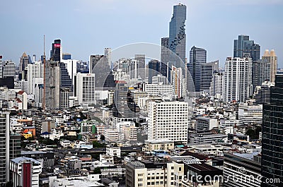 Silom buildings in Bangkok with Mahanakhon Tower Editorial Stock Photo