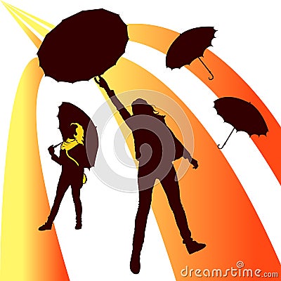 Siluet gold rain Vector Illustration