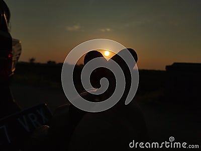 Siluet Sunrise and love you forever Stock Photo