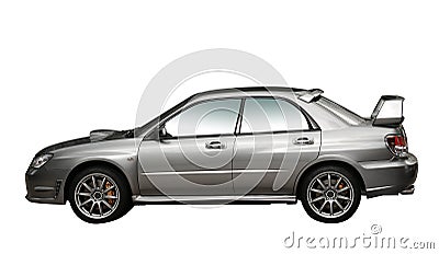 Silver 4WD rally car isolated Stock Photo