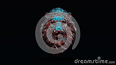 Silver Adult Male Lion with Pink and Blue Moody 80s lighting Cartoon Illustration