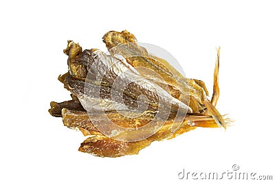 Silver Amber Fish with pepper isolated on a white background. Snack to beer. Close up Stock Photo