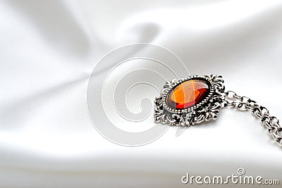 silver amber necklace Stock Photo