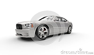 Silver American Car Stock Photo