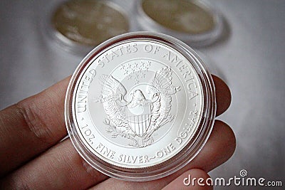 Silver American Eagle coin Stock Photo