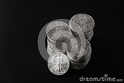 Silver American Eagle Coins Stock Photo