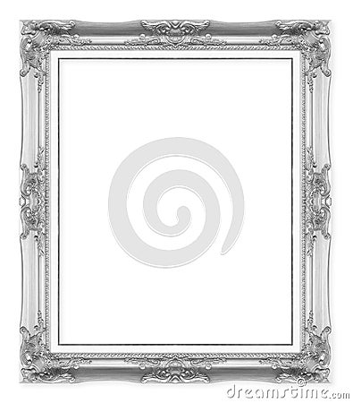 Silver antique picture frames. Isolated on white Stock Photo