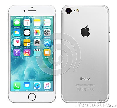 Silver Apple iPhone 7 Editorial Stock Photo