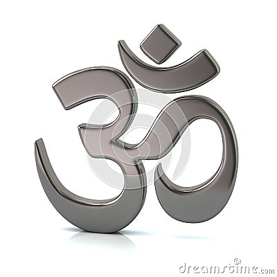 Silver Aum or Om symbol of Hinduism Cartoon Illustration