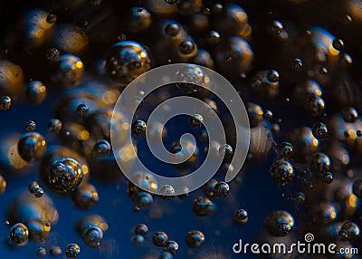 Silver balls on blue background Stock Photo