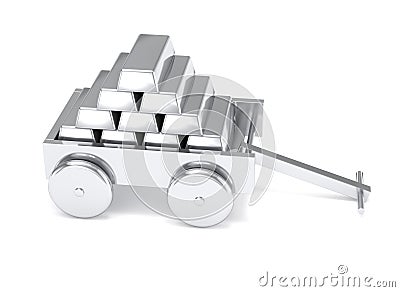 Silver bar miniature toy cart isolated Stock Photo