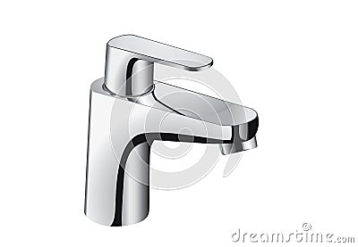 Silver bathroom faucet. Vector Illustration