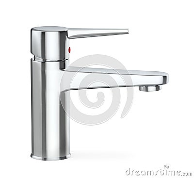 Silver bathroom faucet Stock Photo