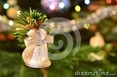 Silver bell decoration toy for Christmas. Stock Photo