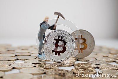 Silver bitcoin coin Stock Photo