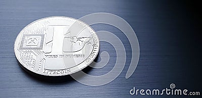 Silver bitcoin litecoin coin Stock Photo