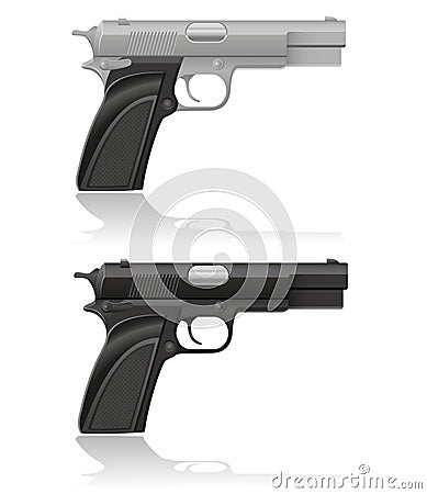 Silver and black automatic pistol Vector Illustration