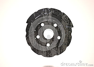 Silver and black brake disc on white Stock Photo