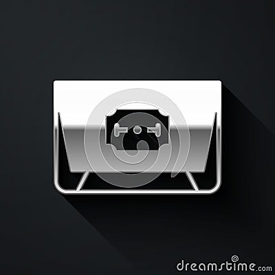 Silver Blade razor icon isolated on black background. Long shadow style. Vector Vector Illustration