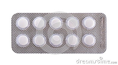 Silver blister packs pills collection Stock Photo