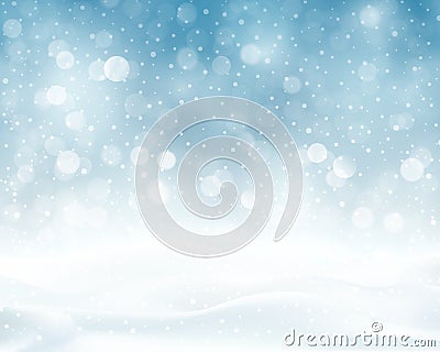 Silver blue sparkling Christmas, winter background Vector Illustration