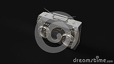 Silver Boombox Stereo Cartoon Illustration