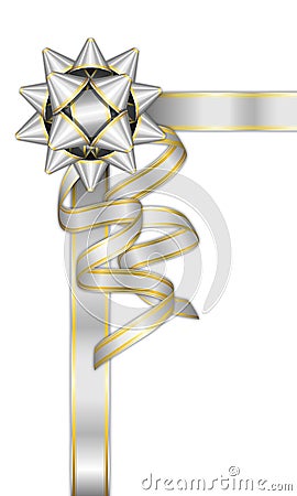 Silver Bow with Ribbon Cartoon Illustration