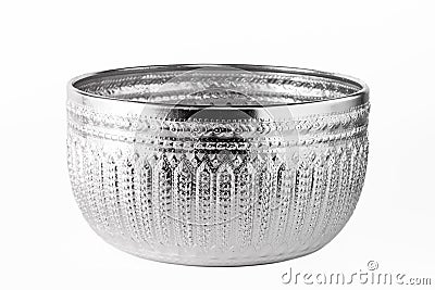 Silver bowl for water Stock Photo