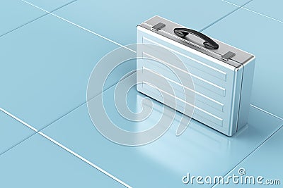 Silver briefcase Stock Photo