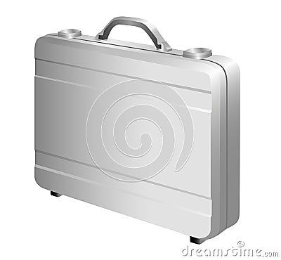 Silver briefcase on white background. Vector Illustration