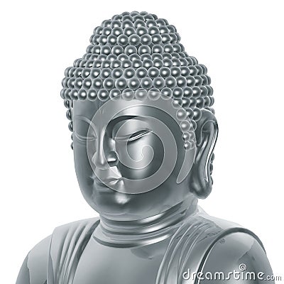 Silver Buddha statue Cartoon Illustration