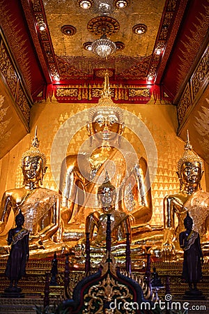 Silver Buddhas in Wat Sri Suphan Stock Photo