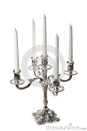 Silver candlestick isolated Stock Photo