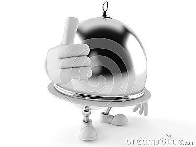 Silver catering dome with thumb up Stock Photo