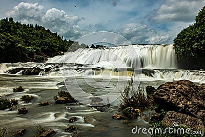 Silver chain on steep slope pond Editorial Stock Photo