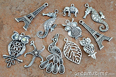 Silver charms Stock Photo