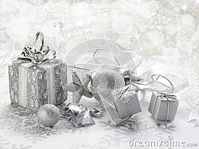 Silver christmas background Stock Photo