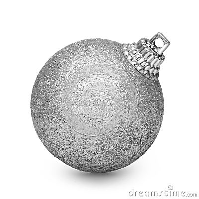 Silver christmas ball isolated on white background Stock Photo