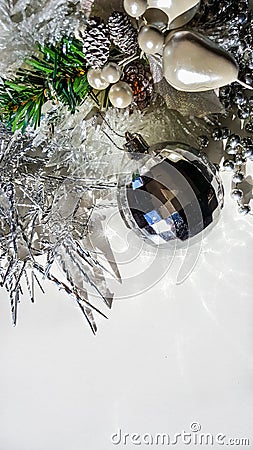 Silver Christmas bauble Stock Photo