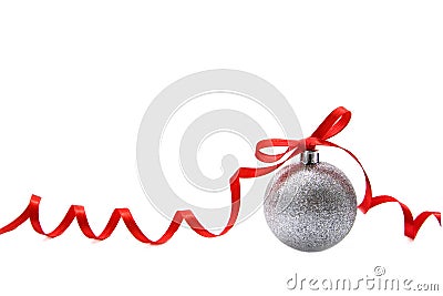 Silver christmas glass ball Stock Photo