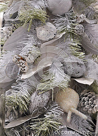Silver christmas tree background Stock Photo